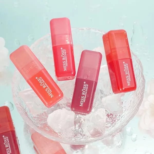 Pack of 6 Miss rose 2 in 1 blusher and lipstick filter. Dewy glowy finish