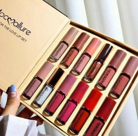 Matte Lip Gloss Set 12 Pcs Red Pink Nude