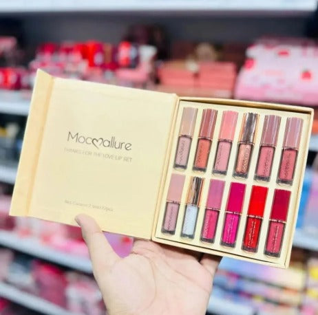 Matte Lip Gloss Set 12 Pcs Red Pink Nude