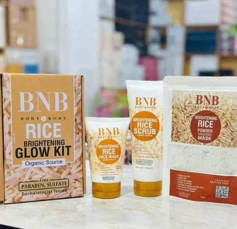 Rice Glow Kit: Face Wash, Scrub & Mask Set